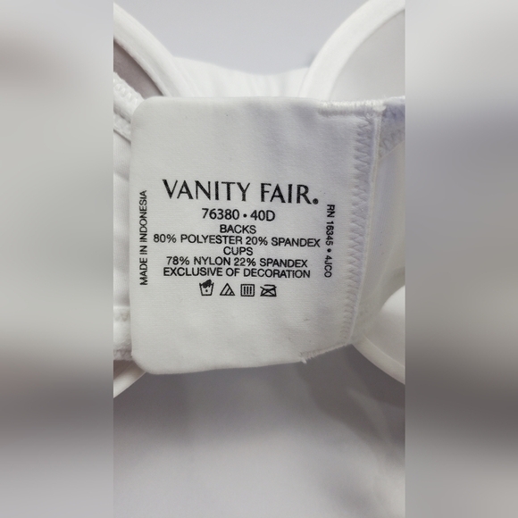 Vanity Fair‎ lightly lined bra White Smooth Back 4-way stretch Size 40D - Picture 4 of 12